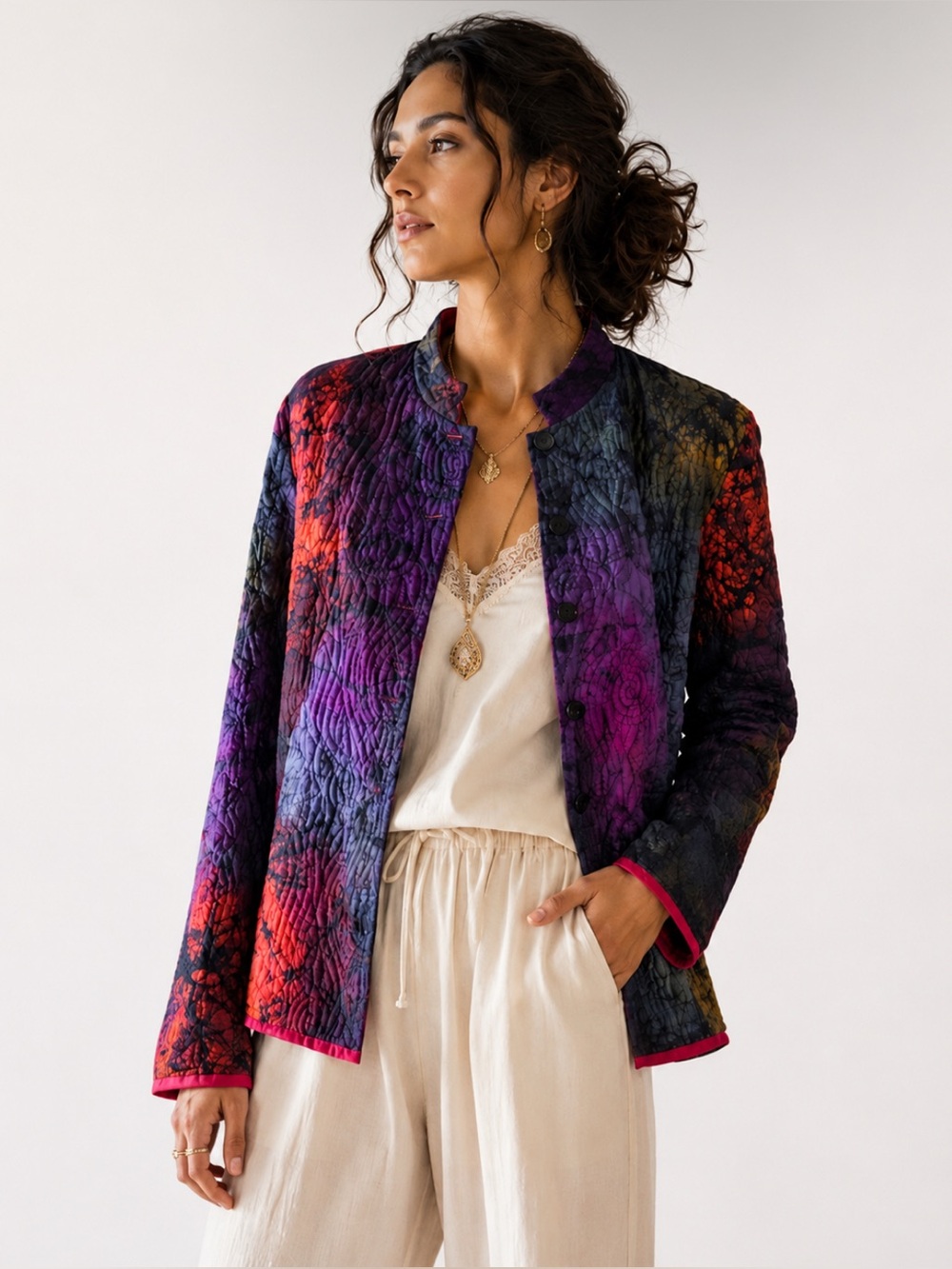 CHICO’S  Silk Quilted Blazer M